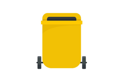 Yellow garbage can icon, flat style