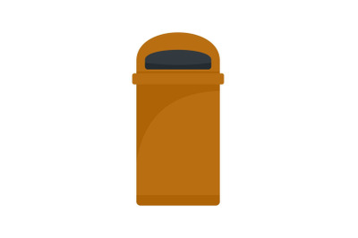 Orange trash box icon, flat style