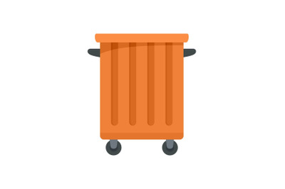 Commercial trash container icon, flat style