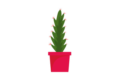 Cactus pot icon, flat style