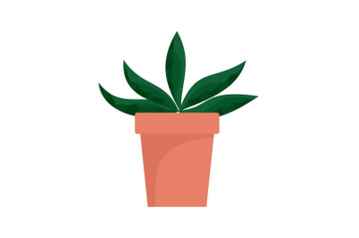 Home cactus pot icon, flat style