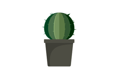 Sphera cactus pot icon, flat style