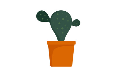 Natural cactus pot icon, flat style