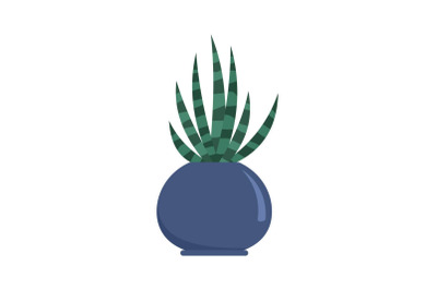 Striped cactus pot icon, flat style