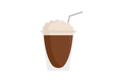 Latte plastic cup icon, flat style