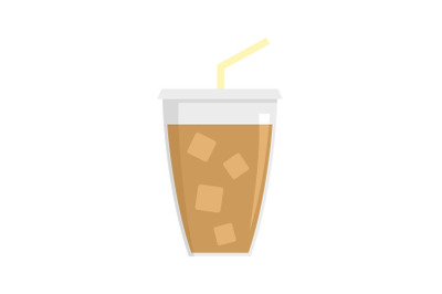 Ice cappuccino icon, flat style