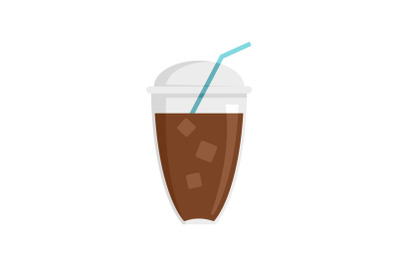 Ice coffee icon, flat style