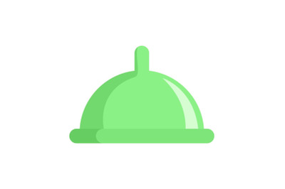 Green condom icon, flat style