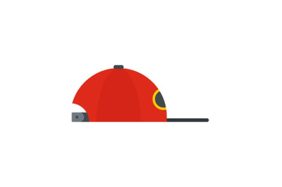 Rap cap icon, flat style