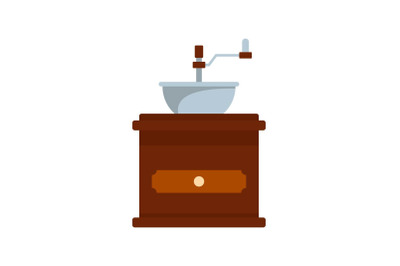 Coffee mill icon, flat style