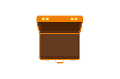 Open suitcase icon, flat style