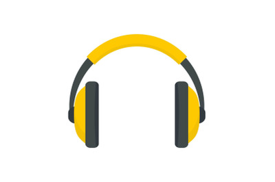 Rap headset icon, flat style