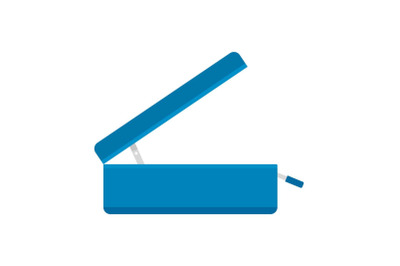 Open travel bag icon, flat style