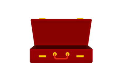 Leather suitcase icon, flat style