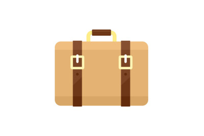 Trip leather bag icon, flat style