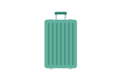 Green travel bag icon, flat style