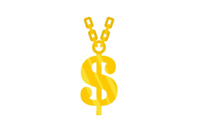 Gold dollar symbol icon, flat style
