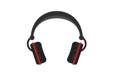 Modern headphones icon, flat style