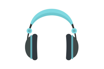 Rock headphones icon, flat style