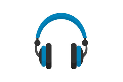 Retro headphones icon, flat style