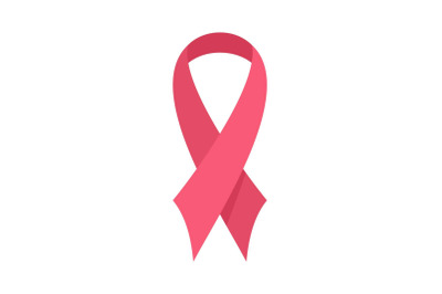 Breast cancer ribbon icon, flat style
