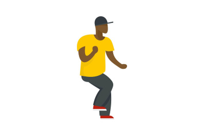 Hip hop dancer icon, flat style