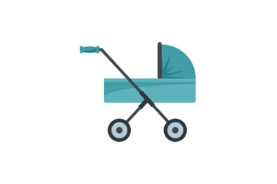 Baby pram icon, flat style