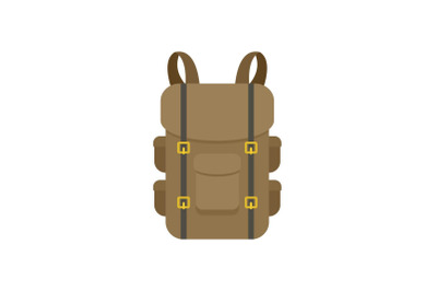 Military backpack icon, flat style