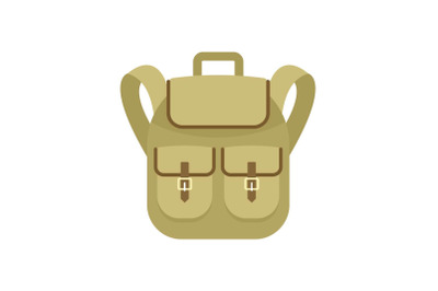Trip backpack icon, flat style