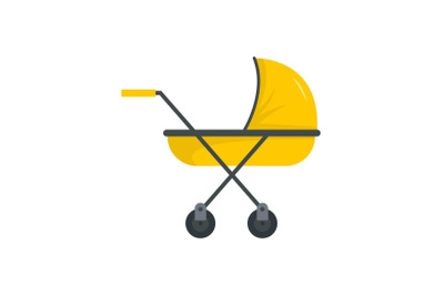 Modern baby carriage icon, flat style