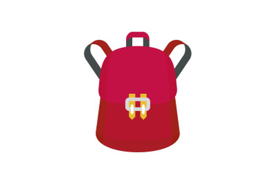 Trendy backpack icon, flat style