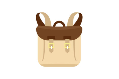 Adventure backpack icon, flat style