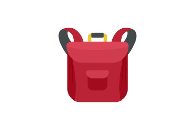 Small backpack icon, flat style