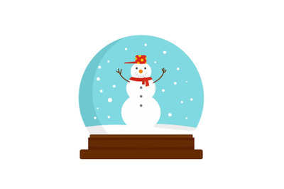 Snowman glass ball icon, flat style
