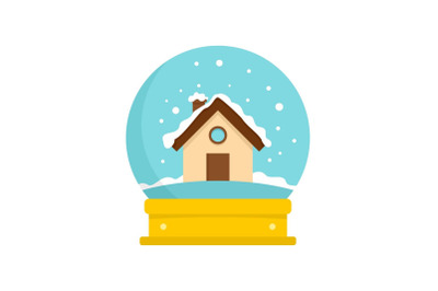 Wood house glass ball icon, flat style