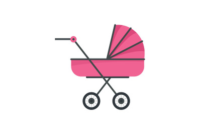Baby stroller icon, flat style
