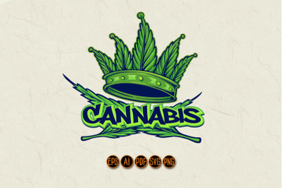 Cannabis Crown Logo Green Hip Hop Style