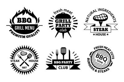 Bbq logo. Barbecue and steak house emblems for restaurant menu. Bbq cl