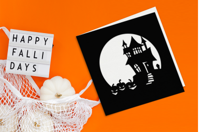 Halloween Haunted House Papercut Card | SVG | PNG | DXF | EPS