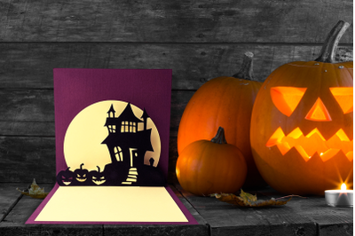 Halloween Haunted House Pop Up Card | SVG | PNG | DXF | EPS