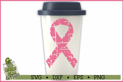 Breast Cancer Ribbon Distressed SVG File