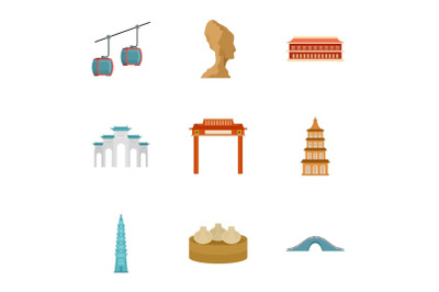 Thailand icon set, flat style