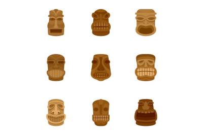 Tiki icon set, flat style
