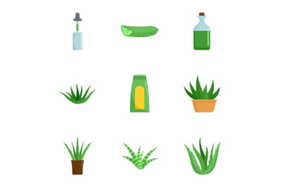 Aloe icon set, flat style