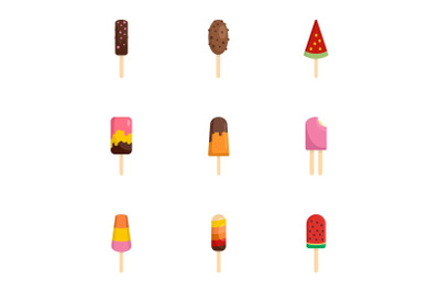 Ice cream icon set, flat style