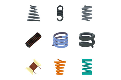 Spiral cable icon set, flat style