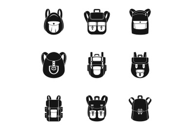 Study backpack icon set, simple style
