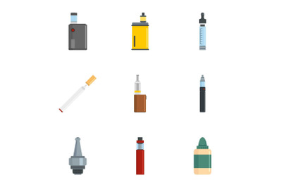 Electronic cigarette icon set, flat style