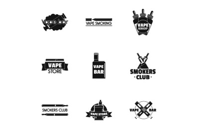 Vape logo set, simple style