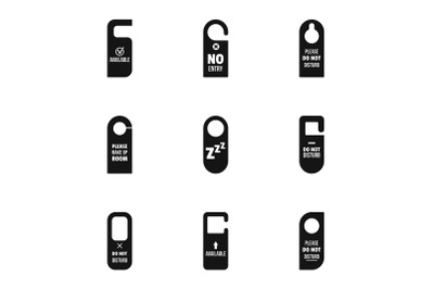 Door hanger icon set, simple style